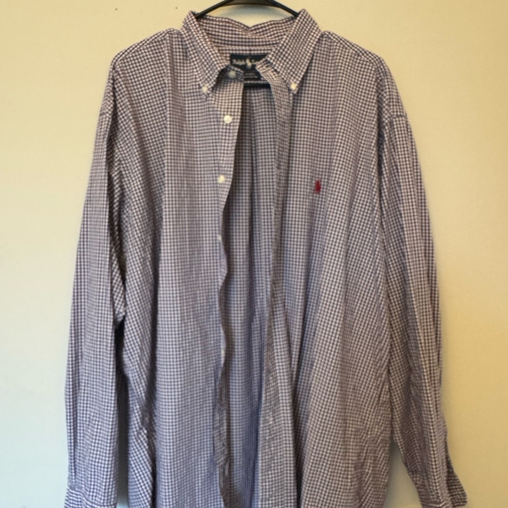 Ralph Lauren Light Purple and White Casual Button Down Shirt